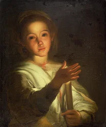 A Young Girl Shading a Candle (óleo sobre tela)