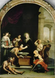 Santa Isabel da Hungria curando os leprosos (pintura sobre tela)