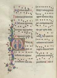 Missale: Fol. 183v: Cross, Folhagem, 1469.