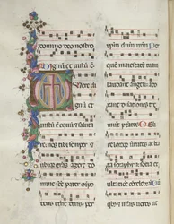 Missale: Fol. 184v: Cross, Folhagem, 1469.