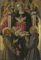 A Virgem e o Menino com Santos, Anjos e um Doador do Retábulo: A Virgem e o Menino com Santos, ca 1475