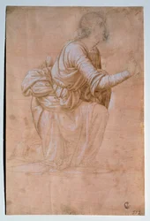 A Anunciação de Volterra (Anjo da Anunciação de Volterra) Desenho de Fra Bartolomeo (Bartolomeo della Porta detto) (1472-1517) Uffizi (Escritórios) Gabinetto Disegni e Stampe Itália