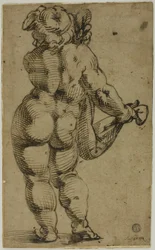 Putto em pé visto de costas