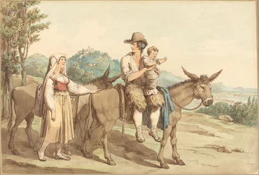 Uma família camponesa e dois burros