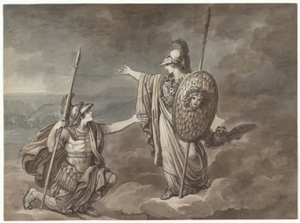 Atena aparecendo a Telémaco (o filho de Ulisses), ilustração para Telemaco da Odisseia de Homero