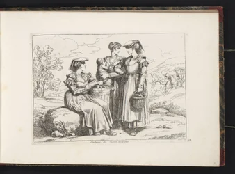 Três mulheres e uma criança de Castel Madama
Costumi di Castel madama (título sobre o objecto)
Estampas de trajes com figuras de Roma e arredores (título da série)
Nuova raccolta di cinquanta costumi de contorni di Roma (título da série)