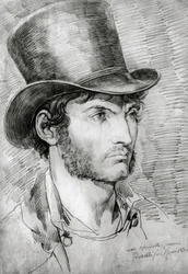 Retrato masculino (Verdadeiro romano), desenho de Bartolomeo Pinelli (1781-1835)
