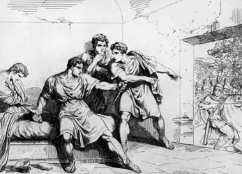 A morte de Nero, de História dos imperadores, a partir de Ottavio, gravura de Bartolomeo Pinelli (1781-1835), Roma