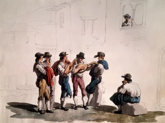 Serenata, de Bartolomeo Pinelli (1781-1835), Itália