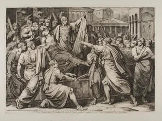 O povo romano jura vingar o assassínio de César