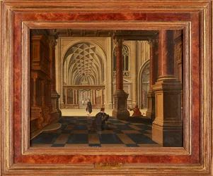 Figuras no Interior de uma Igreja (óleo no painel)
