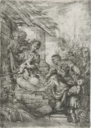 Adoração dos Reis (A Oferta dos Reis Magos), após 1657 (gravura em papel deitado)