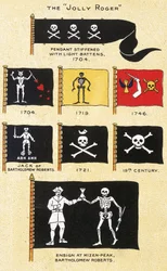 Uma seleção de bandeiras de piratas do século XVIII