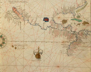 África, Europa e parte das Américas: América Central, a partir do Atlas do Mundo em trinta e três mapas, por Battista Agnese