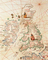 A Europa: Grã-Bretanha e Irlanda, do Atlas do Mundo em trinta e três mapas, por Battista Agnese