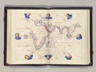Fos. 11v-12r Gráfico 3: Oceano Índico, atlas português do mundo, Veneza, c.1542-46
