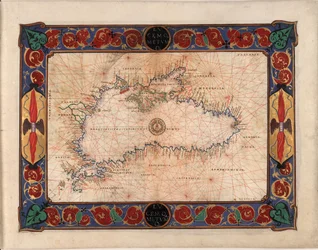 Mapa do Mar Negro, incluindo parte da atual Romênia, Bulgária, Turquia, Ucrânia e Rússia, c