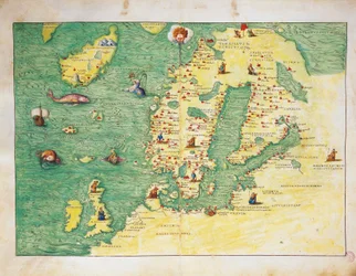Norte da Europa, do Atlas do Mundo em trinta e três mapas, por Battista Agnese