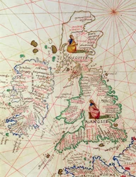 Os Reinos da Inglaterra e da Escócia, de um Atlas do Mundo em 33 Mapas, Veneza, 1 de setembro de 1553 (tinta sobre velino) (detalhe de 330949)