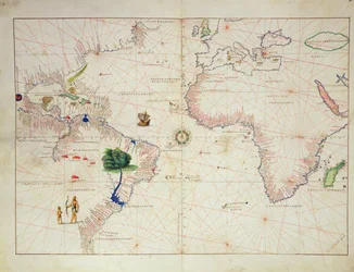 O Novo Mundo, de um Atlas do Mundo em 33 Mapas, Veneza, 1º de setembro de 1553 (tinta em pergaminho) (ver também 330961)