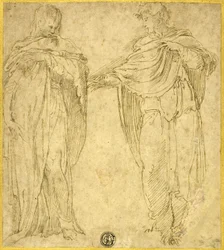 Duas figuras de pé e drapeadas (São João e Madalena)