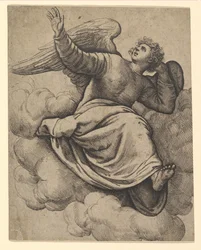 Anjo sentado em uma nuvem, ca. 1560.