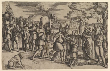 Melquisedeque oferecendo pão e vinho a Abraão, ca. 1547.