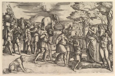 Melquisedeque oferecendo pão e vinho a Abraão, ca. 1547.