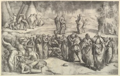 Os israelitas coletando maná, ca. 1547.