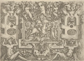 Figura a cavalo segurando uma espada e cavalgando sobre uma figura deitada no chão, s..., c. 1540-80.