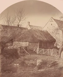 Pátio da quinta, Prestbury, perto de Cheltenham, c. 1855 (foto)