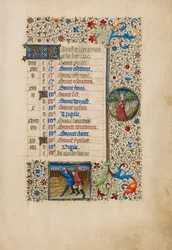 Página do calendário de agosto; Debulha; Virgem