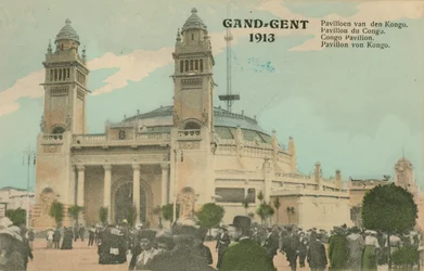 Pavilhão do Congo; Ghent; 1913. Postal enviado em 1913.