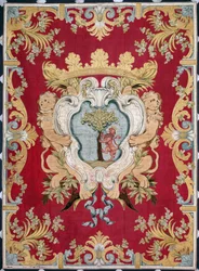 Brasão da nobreza com um leão e uma árvore. Tapeçaria das manufacturas de Bruxelas. Século XVI Genes, Musei di Strada Nuova