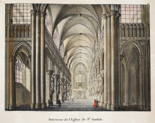 Interior da igreja de St Gudule, c.1895 (photochrom)