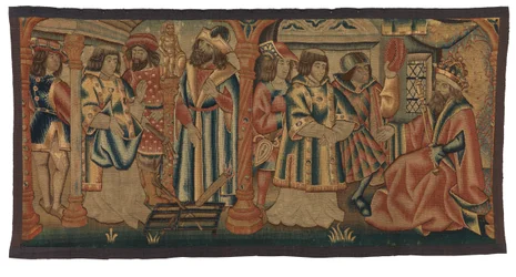 Tapeçaria, Duas cenas da vida de São Lourenço, possivelmente feita em Tournai, Bélgica, ou na Baixa Renânia, França ou Alemanha