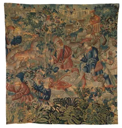 Tapeçaria representando cenas de caça, possivelmente de Tournai, c.1500 (lã)