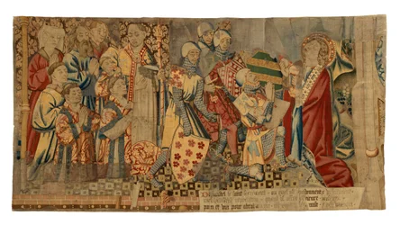 Fragmentos de uma tapeçaria que representa os Sete Sacramentos, fabricada em Tournai, Bélgica