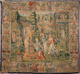 Os presentes de Pomone (Pomona) ninfa dos frutos Tapeçaria dos fabricantes de Bruxelas. Genes do século XVI, Musei di Strada Nuova