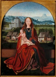 Pintura Virgem e Infantil da Escola de Antuérpia do século XV de Liège, Museu de Belas Artes