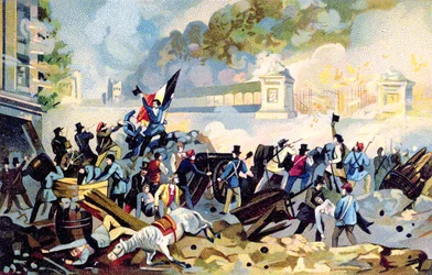 Voluntários valonianos atacando em 23 de outubro de 1830 durante a invasão holandesa da Bélgica para tentar reafirmar o controle