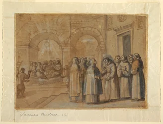 Desenho, Encontro dos Santos Francisco e Clara, ca. 1630