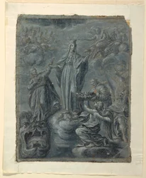 Desenho, Reto: Coroação da Virgem, ca. 1630