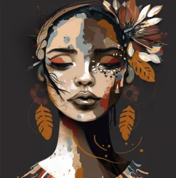 Retrato de uma mulher de olhos fechados