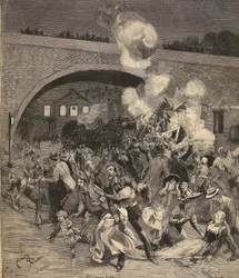 O trem de colisão Saint-Mande, de &39;Le Petit Parisien&39;, 2 de agosto de 1891