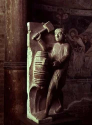 Cooper: Agosto de um calendário estatuário do Laboratório dos Meses, c.1200 (pedra)