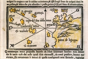 Mapa do arquipélago dos Açores por Benedetto Bordone