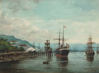 Benedito Calixto - Porto de Santos, SP (visto à esquerda), 1890