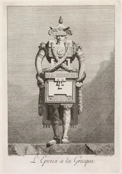 Mascarada grega: LEpoux à la Grecque Plate 7, 1771.