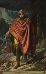 Retrato do rei visigodo de Hispania Witteric (Witerico ou Viterico) (reinado de 603 a 610) - Pintura de Benito Soriano Murillo (1827-1891) Palacio de las Cortes Madrid